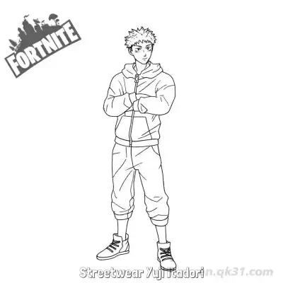 Free printable Streetwear Yuji Itadori 02 Coloring Page - Free PDF Printable Fortnite Coloring Sheets coloring page